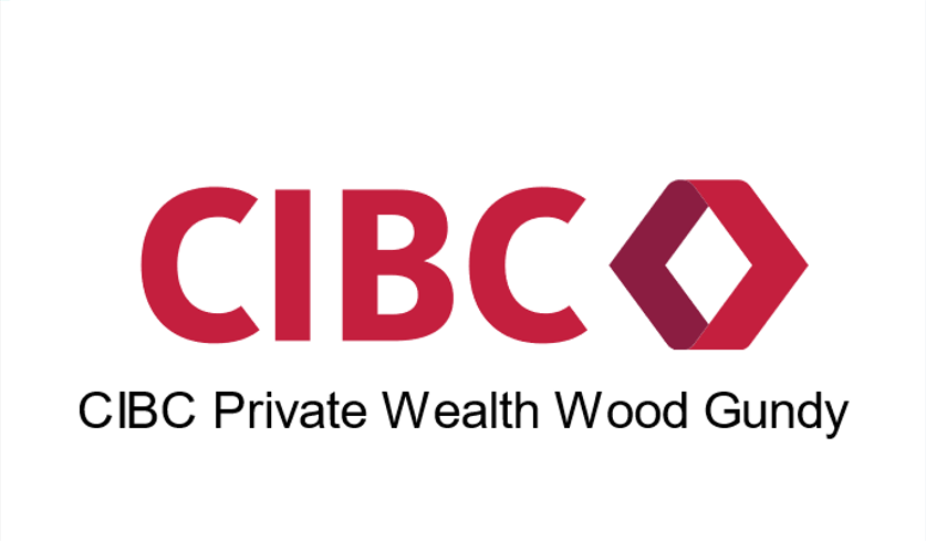Logo of CIBC corporate partners with "cibc private wealth wood gundy" text underneath, featuring a red diamond shape to the right of the acronym.