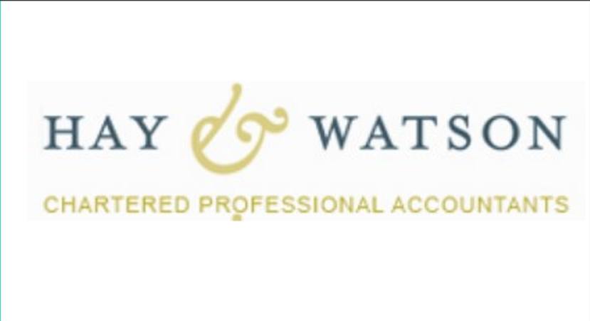 Logo of Hay & Watson, featuring stylized text and the subtitle "Chartered Professional Accountants and Corporate Partners.